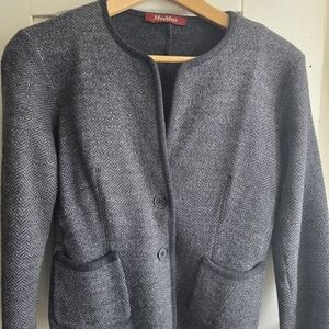 MaxMara Charcoal Herringbone Blazer